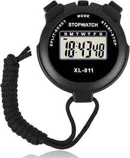 Vicloon Sport Stopwatch Timer, Multi-Function Sport Digital Stopwatch Large Display, Single Lap/Split Memory Stopwatch with12/24 Hour Clock Alarm Calendar for Training Swimming Running(Black)