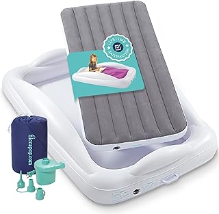Hiccapop Inflatable Toddler Travel Bed with Safety Bumpers 4-Sided, Grey