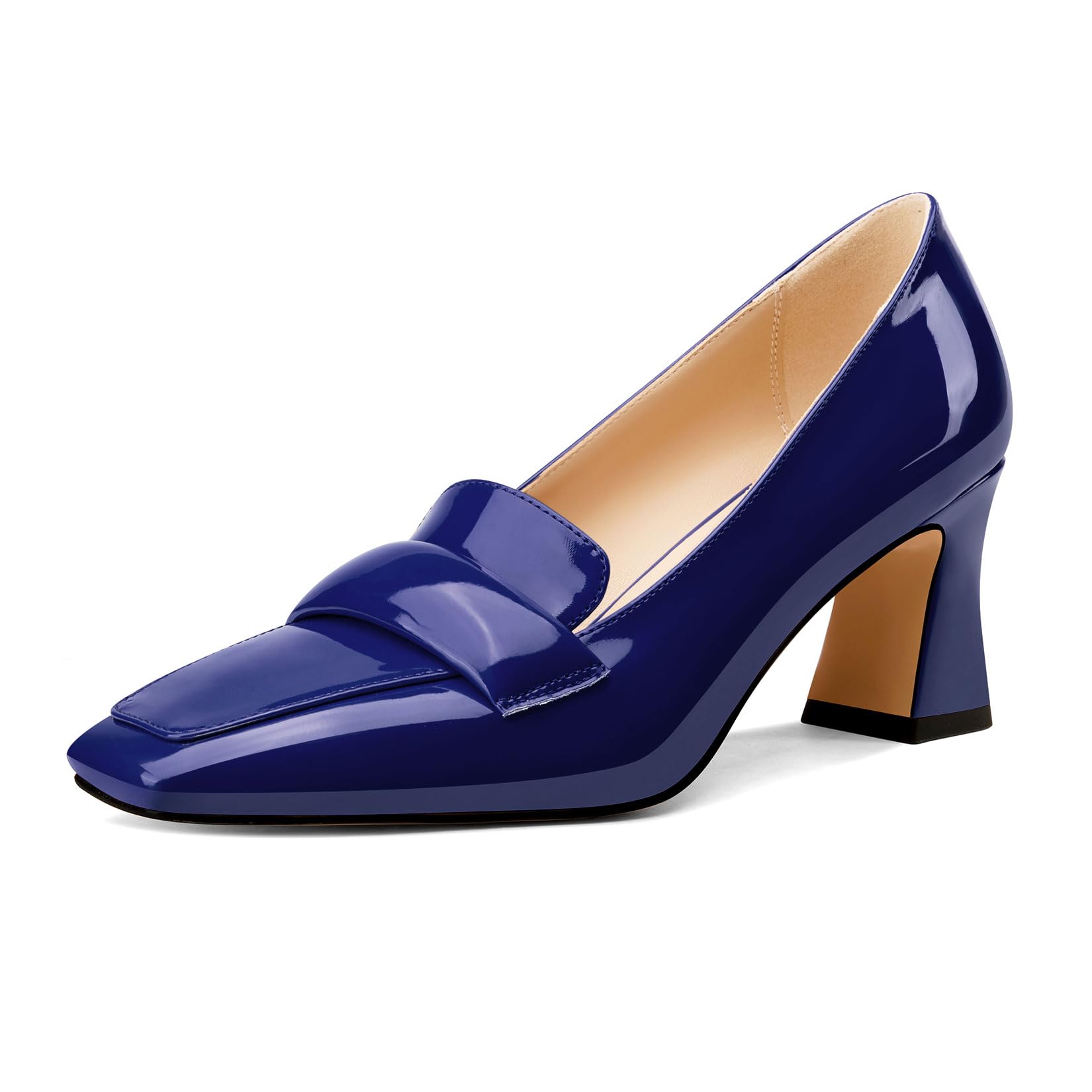 Castamere Women's Chunky Mid Width Square Heel Pointed Pumps Slip-on Office Dres