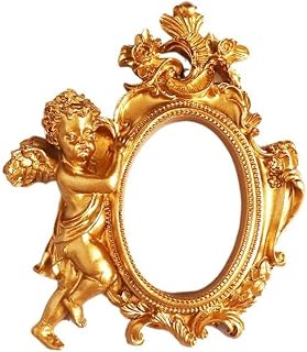 Display Stand Ornaments DIY Creative Handmade Golden Photo Frame Retro Wall Hanging European Wooden Frame Living(5)
