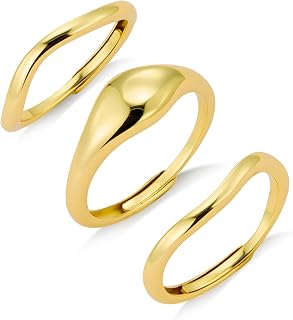 Stacking Rings Set for Women Finger Adjustable Silver Gold Plated Ring