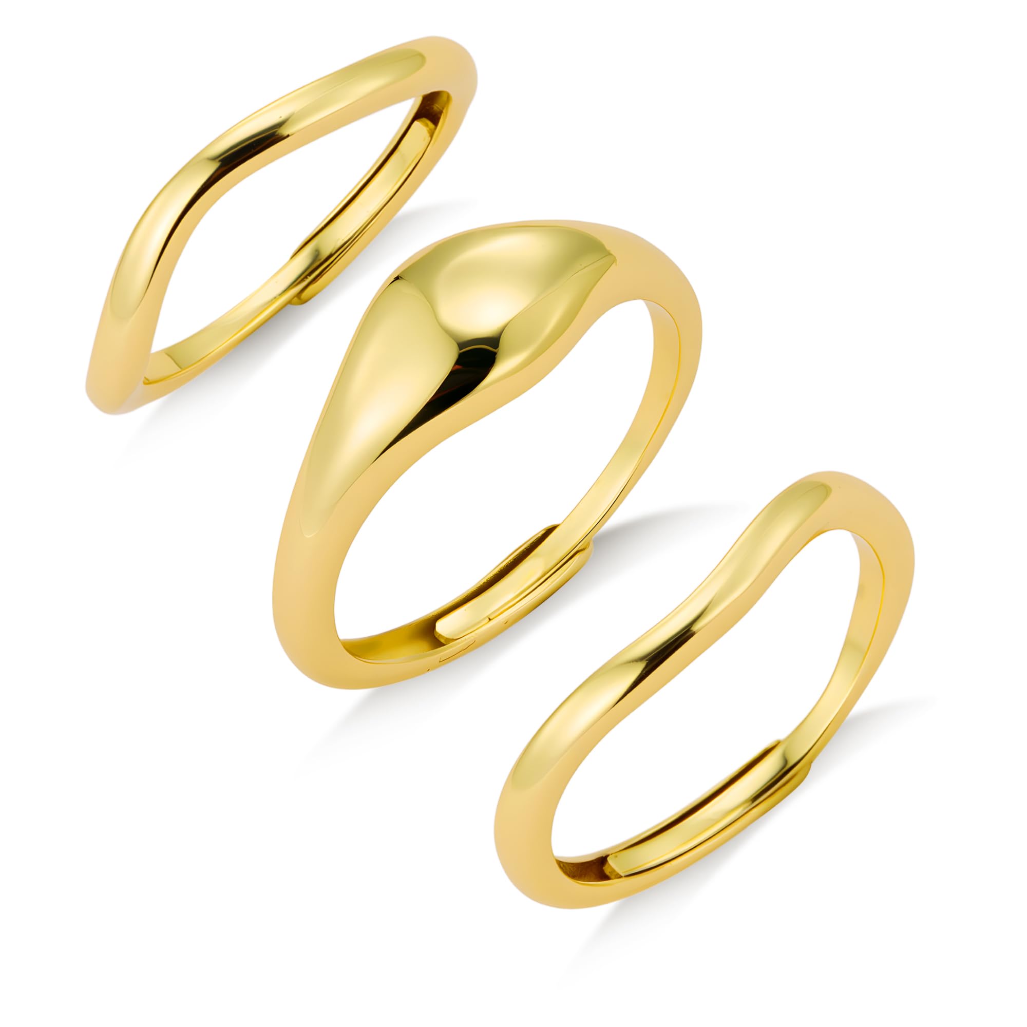 Stacking Rings Set for Women Finger Adjustable Silver Gold Plated Ring