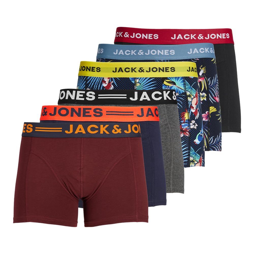 JACK & JONES Men's Boxer Shorts Pack of 6 Basic Trunks Boxer Stretch