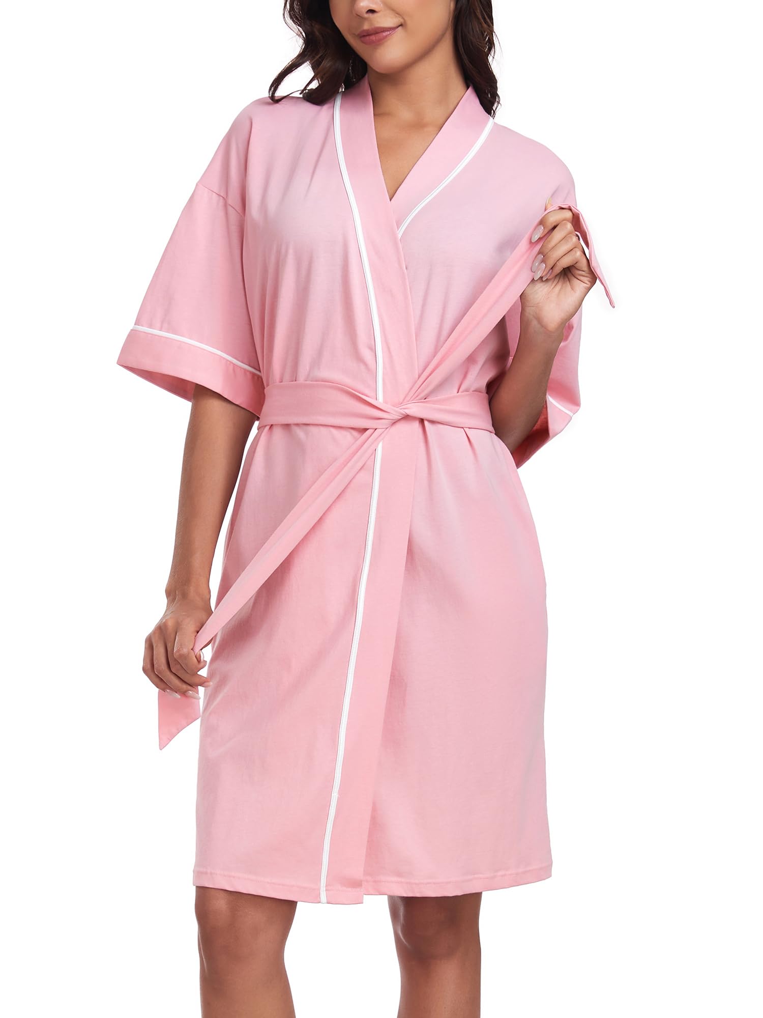 EA'S SECRET Women's 100% Cotton Summer Short Robes Lightweight Spa Robe Soft Kni