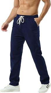 Hoerev Summer Casual Linen Pants for Men Beach Style