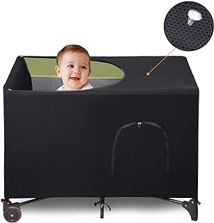 LLYWCM Crib Blackout Cover for Pack N Play - Travel Crib Cover, Breathable Baby Netting Cover/Tent for Indoor or Outdoor Portable Stretchy Blackout Tent, Net Curtains
