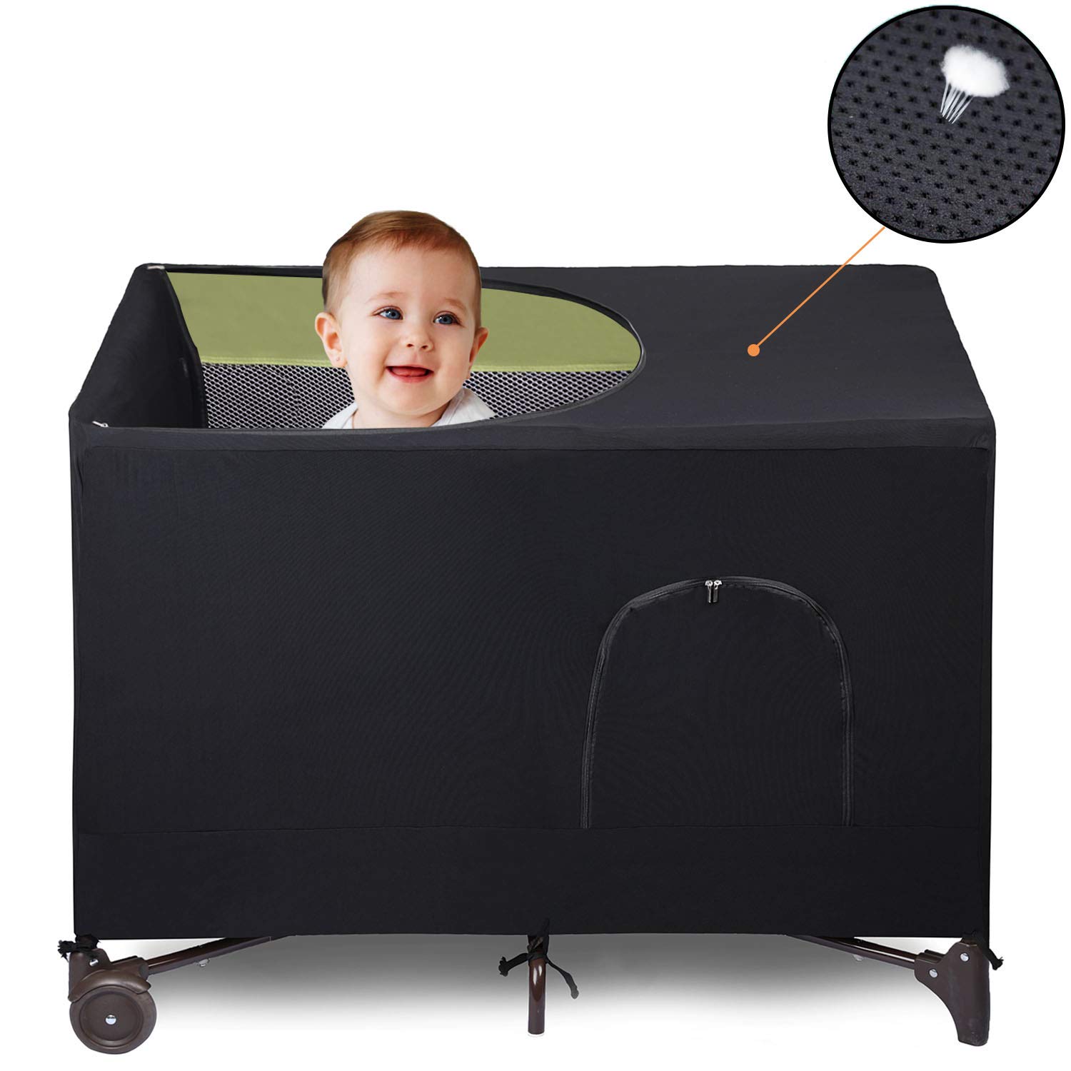 LLYWCM Crib Blackout Cover for Pack N Play - Travel Crib Cover, Breathable Baby 