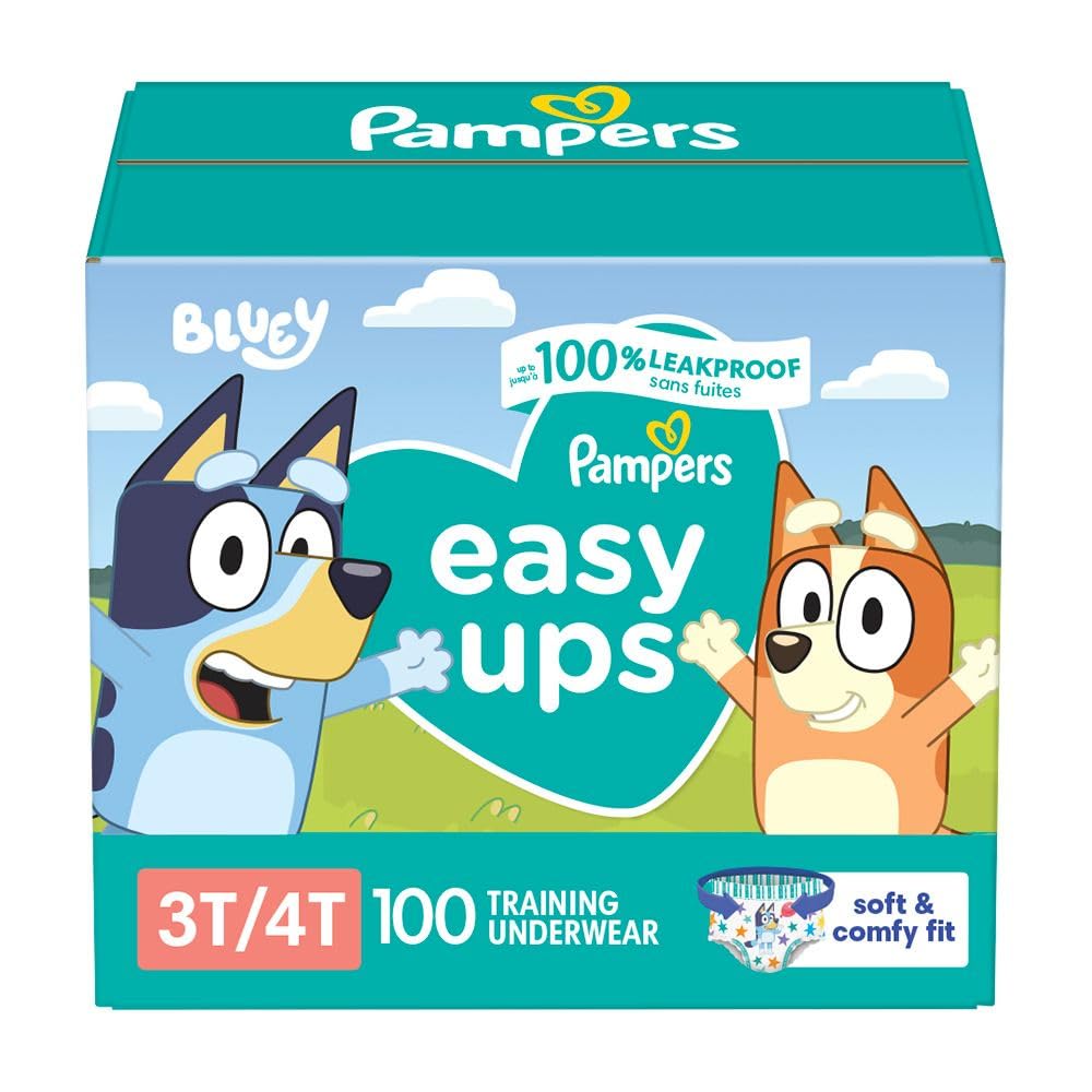 Pampers Easy Ups Girls & Boys Potty Training Pants, Size 5 (3T4T), Bluey Absorbe