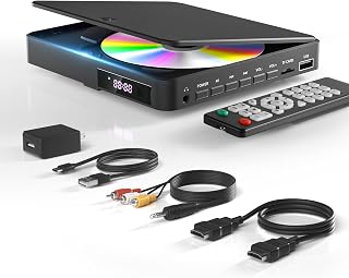 ARAFUNA DVD Players for TV HDMI RCA, 1080P, All Region Free, USB/TF Port | Small DVD/CD Player with Remote Control Support PAL/NTSC Plays and Multiple Formats for Home, Travel