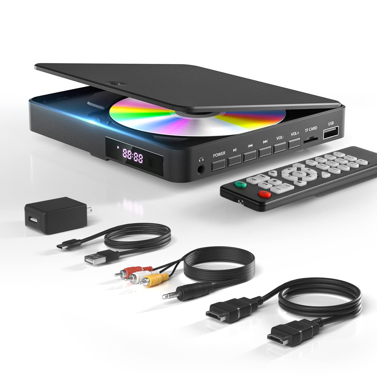 ARAFUNA DVD Players for TV HDMI RCA, 1080P, All Region Free, USB/TF Port | Small