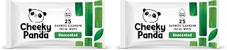The Cheeky Panda - Unscented Face Wipes | Pack of 25 Wipes | Makeup Remover, Hypoallergenic, Eco-Friendly, Super Soft, Skin Friendly & Sustainable (Pack of 2)