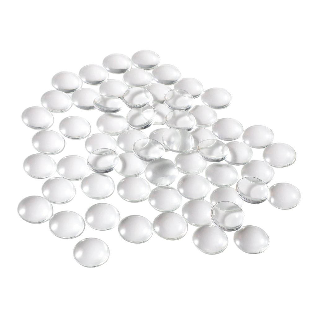 HAUTOCO 60 Pieces Glass Dome Cabochons Clear Round Cabochons Tiles, Non-calibrat