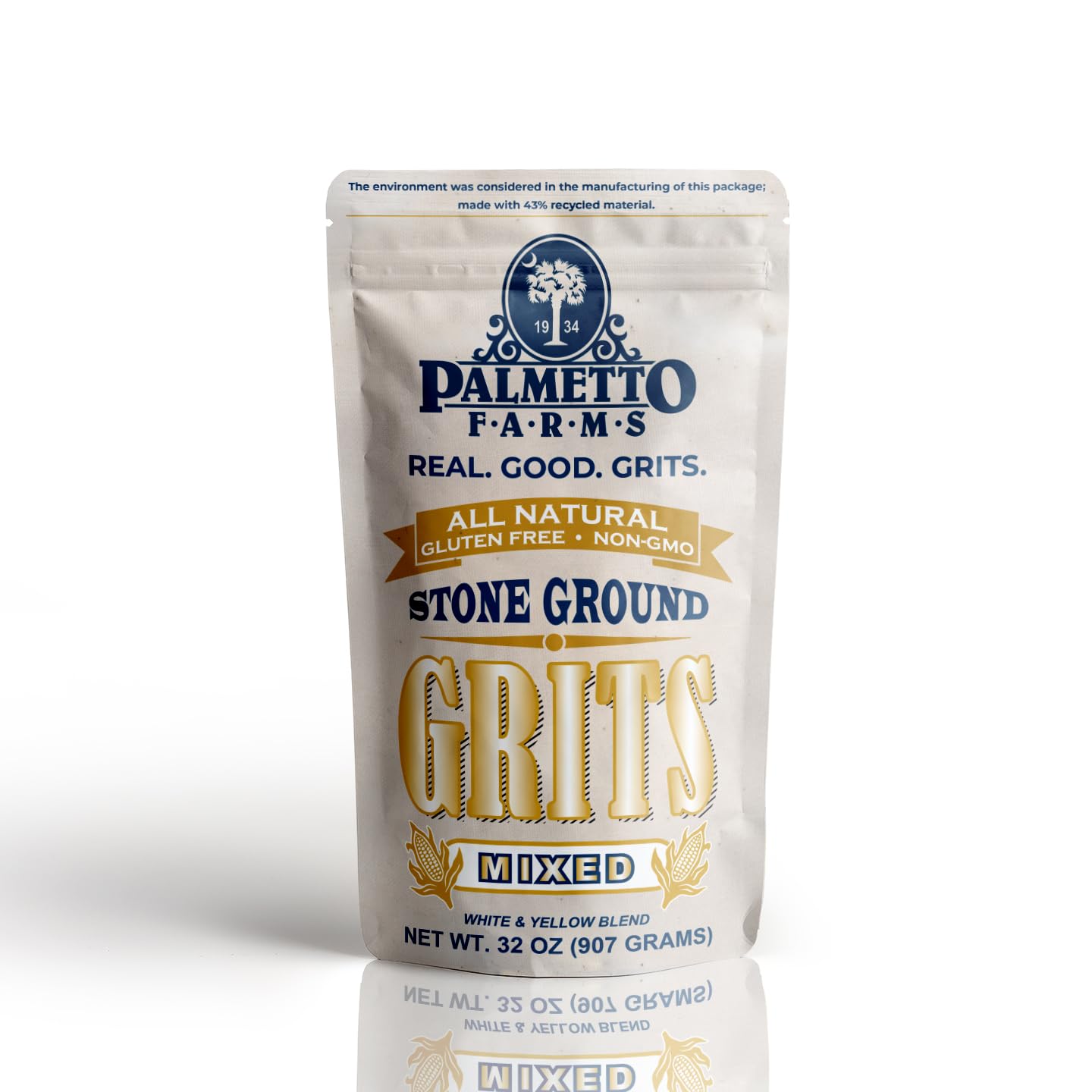 Palmetto Farms Mixed Yellow and White Stone Ground Grits 2 LB - Non-GMO - Just A