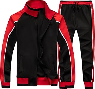 amropi Men's Tracksuit Activewear Athletic Casual Sports Jogging Gym Full Zip Sweat Suit