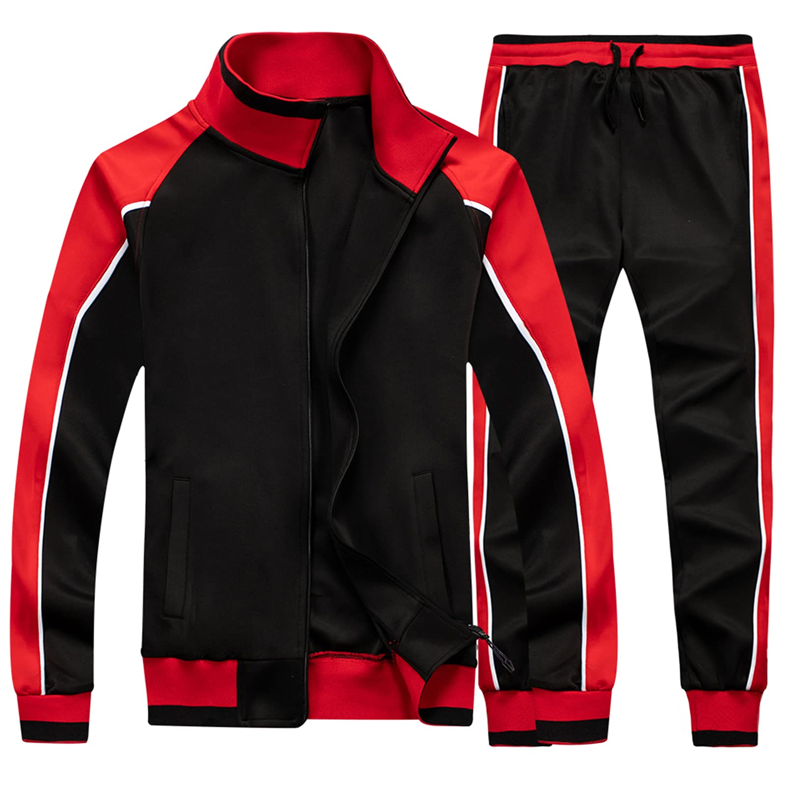 amropi Men's Tracksuit Activewear Athletic Casual Sports Jogging Gym Full Zip Sw