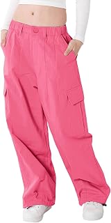 Rolanko Girls Wide Leg Cargo Pants Streetwear Kids Trousers With Pockets Fashion Jogging Pants 4-14 Years