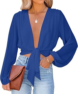 LYANER レディース ディープVネック セクシーラップ クロップトップ