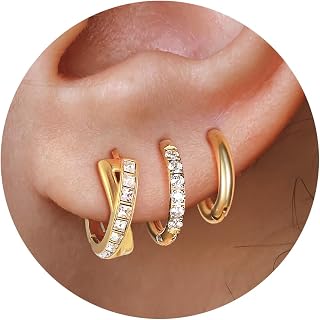 Surgical Steel Small Gold Huggie Hoop Earrings for Women CZ Hypoallergenic