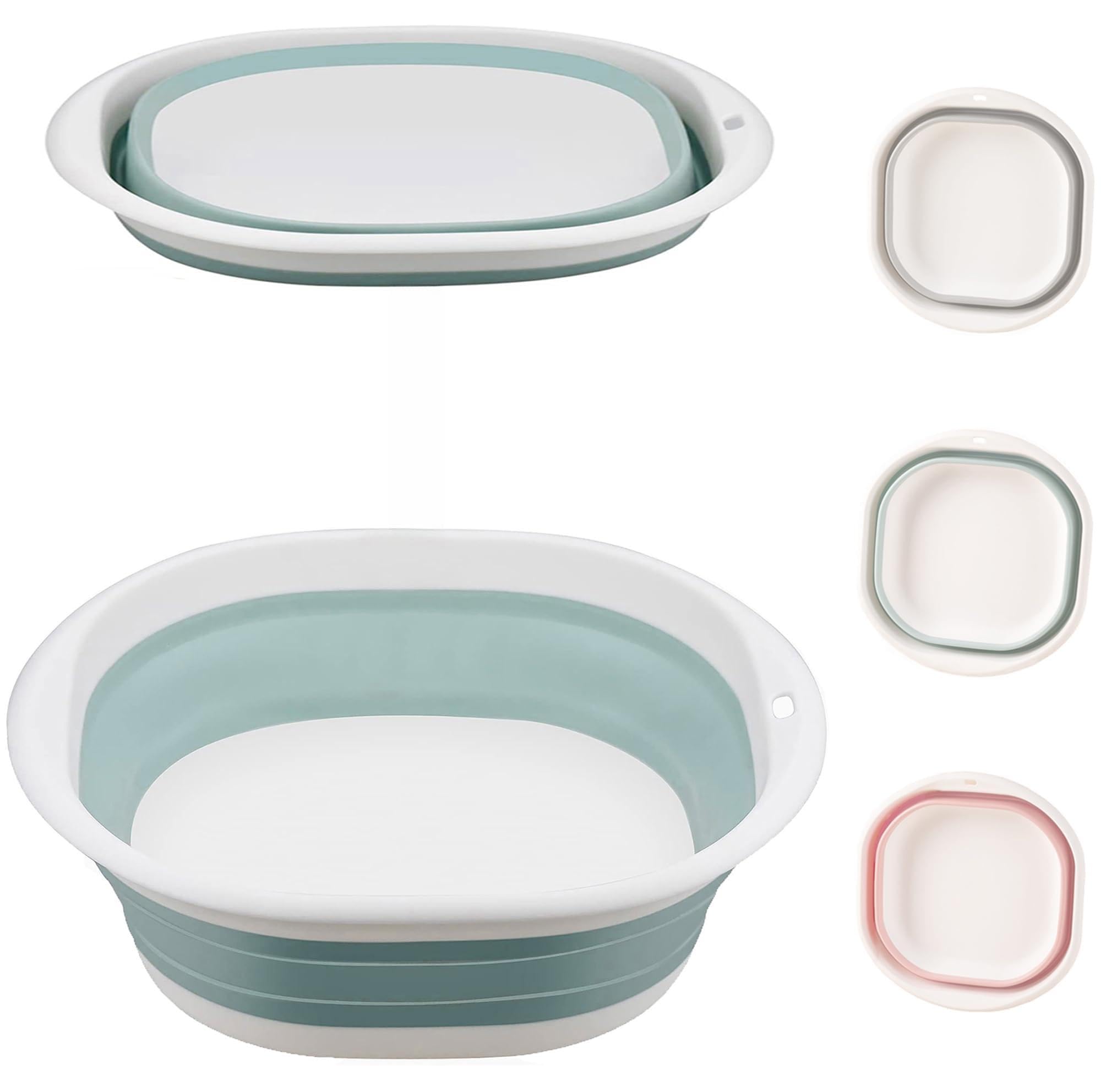 Collapsible Washing Up Bowl, Silicone Plastic Basket, Blue, 3.5L | Mini, Portabl