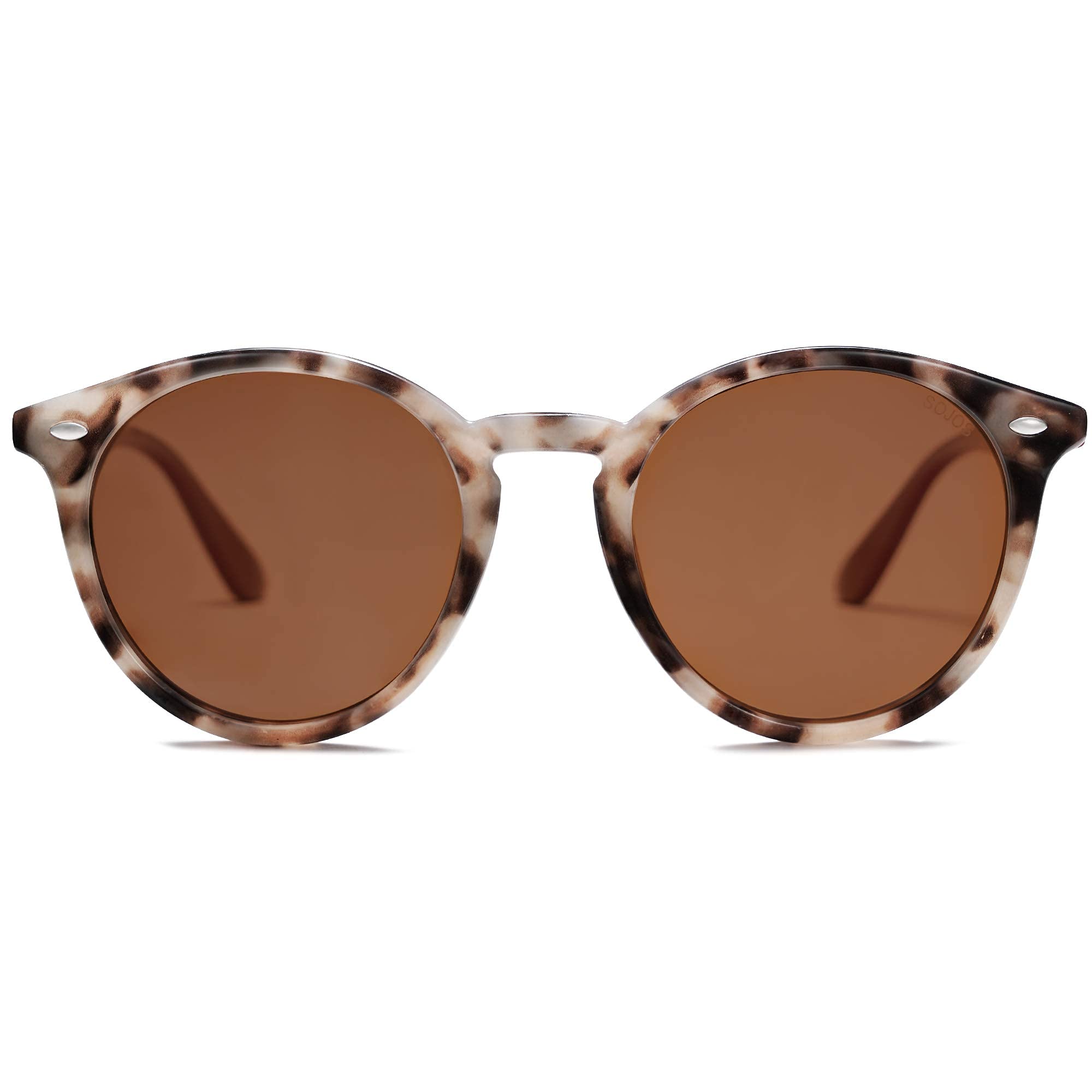 SOJOS Retro Round Polarized Sunglasses for Women Men Classic Vintage Sunnies SJ2