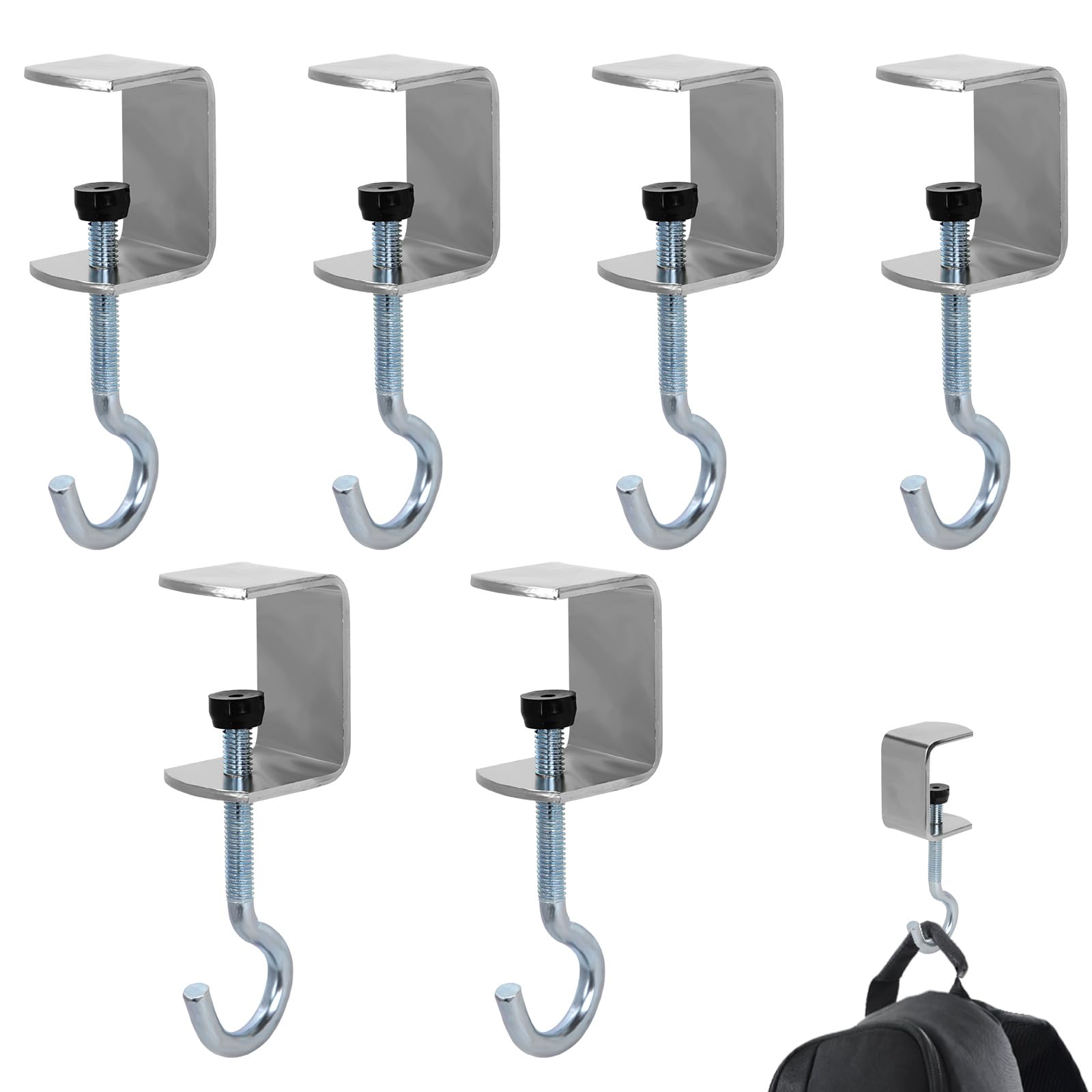 6pcs Desk Bag Hooks, Portable Purse Hook for Table Adjustable Handbag Hanger for