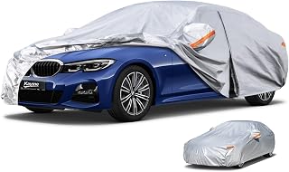 Kayme 6 Layers Car Cover Waterproof Breathable, Outdoor Full Cover Rain Sun UV Dust All Weather Protection, Universal Fit BMW 2/3 Series Saloon,Audi A3,Civic, Benz CLA,X-Type Etc(450 To 470cm) 3L
