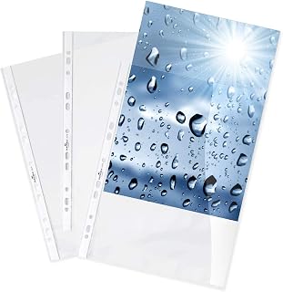 Durable 267619 0.8mm Premium Quality A4 Polypropylene Punched Pockets - Transparent (Pack of 100) | Dokumentenechte Folienhüllen, 0,08 mm, Polypropylen, mit Universallochung für Ordner und Ringbücher
