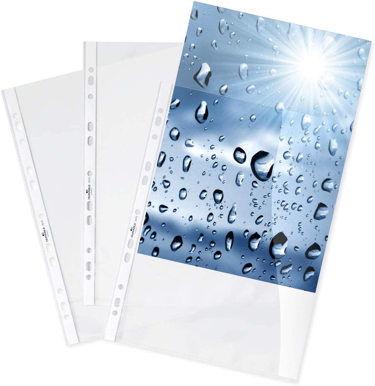 Durable 267619 0.8mm Premium Quality A4 Polypropylene Punched Pockets - Transpar