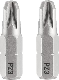 Generic 2 Pcs 1/4 Inch PZ3 Screwdriver Bits with 25mm Hex Shank Hex Shank Slotted Phillips Magnetic S2 Steel Bits