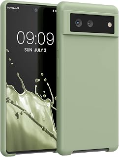 kwmobile Case Compatible with Google Pixel 6 Case - TPU and Silicone Anti-Shock Case - Suitable for Wireless Charging - Green Grey