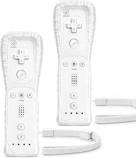 NSTNEFD Remote Controller for Wii & Wii U | Remote with Silicone Case and Wrist Strap (2 Pack, White)