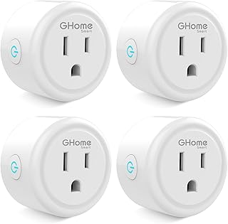 GHome Smart Plug Mini, WiFi Smart Outlet Plug Works with Alexa and Google Home, Timer Outlet with APP Control, 2.4GHz Network Only, No Hub Required, ETL FCC Listed (4 Pack), White