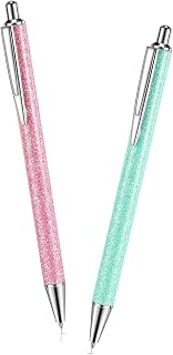 Epakh 2 Pcs Weeding Pen Tool for Vinyl Fine Point Craft, Green, Pink | Retractable Fine Tip for Vinyl Air Release, Glitter Metal Design, Removes Excess Vinyl from Decals and Crafts