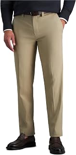 Haggar Cool Right Performance Flex Herren-Hose, gerade Passform, flache Vorderseite, Größe L und Tall