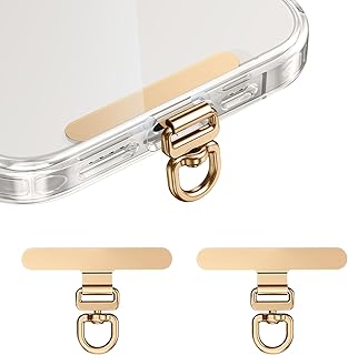 saxsion Phone Tether Tab & Lanyard Tab, 360° Swivel Clip - Ultra Thin Stainless Steel Universal Patch for All Phone Cases