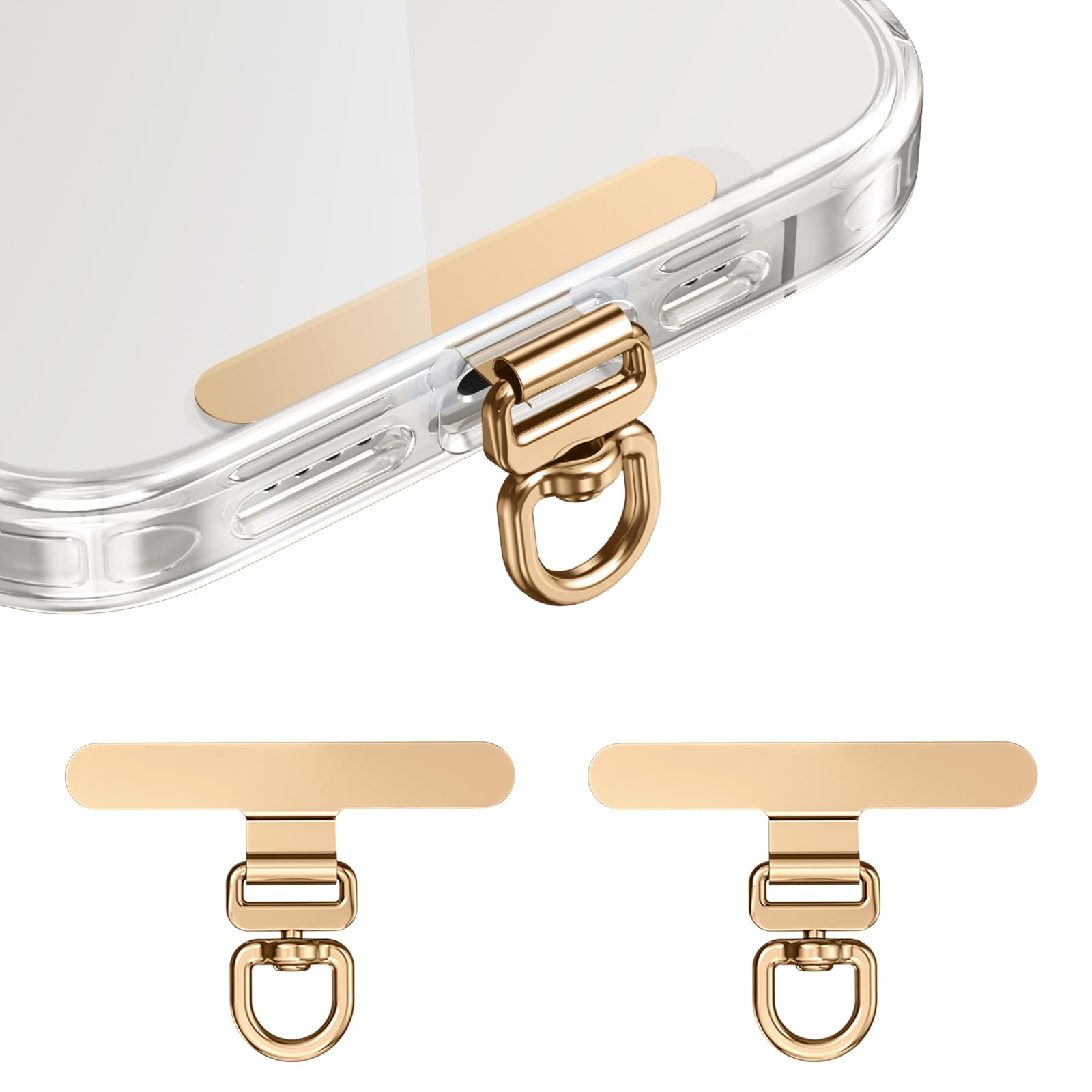 saxsion Phone Tether Tab & Lanyard Tab, 360° Swivel Clip - Ultra Thin Stainless 