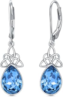 VONALA Leverback Earrings 925 Sterling Silver Dream Catcher/Larimar/Opal/Lapis/Turquoise Drop Earrings Jewellery Gift for Women