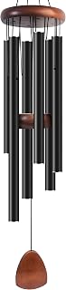 Bursvik Large Aluminium Wind Chimes 37" Inches to Create a Zen Atmosphere Suitable for Outdoor, Garden, Patio Decoration. Classic Black Wind Chimes with Wind Catcher Suitable as A Gift for Unisex
