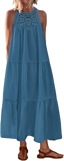 BTFBM Halter Dresses for Women Boho Maxi Sundresses