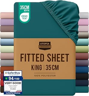 Utopia Bedding King Size Fitted Sheet, Teal, Deep Pocket 35cm (14")