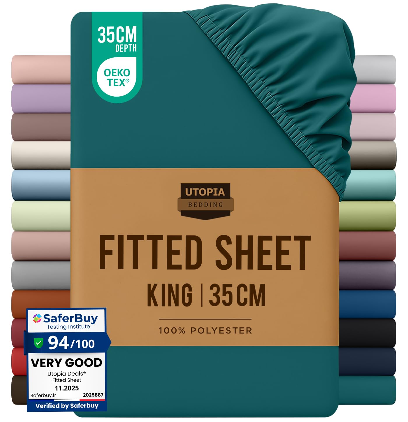 Utopia Bedding King Size Fitted Sheet, Teal, Deep Pocket 35cm (14")
