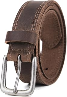 VATAN Men's Full Grain Leather Casual Every Day Jean Belt Handmade (35mm) | Genuine Leather Belts, 100% Cow Leather, Solid Buckle, Classic Style, Work Heavy Duty Belts, Dress Casual Belt, Gift Box