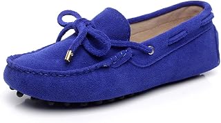 Women's Classic Suede/Fabric Bow Tie Penny Loafers Comfort Handmade Slipper Moccasins