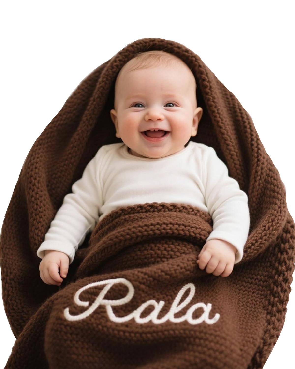 Personalized Embroidered Baby Blanket, 40 * 30" Cotton Knit Swaddle | Customized