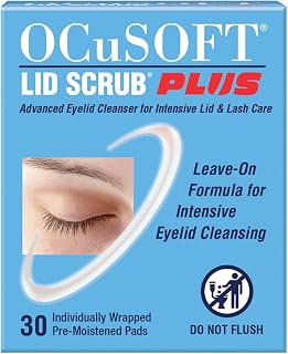 OCuSOFT Lid Scrub PLUS Eyelid Cleanser – 30 Pre-Moistened Pads | Advanced Eyelid Cleanser for Intensive Lid & Lash Care
