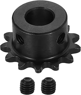 uxcell #25 Chain Roller Sprocket 10mm Bore 29.5mm OD, 13 Tooth C45 Carbon Steel ANSI #25 Roller Sprocket Round Hole with Set Screws for ISO 04C Chain, Black