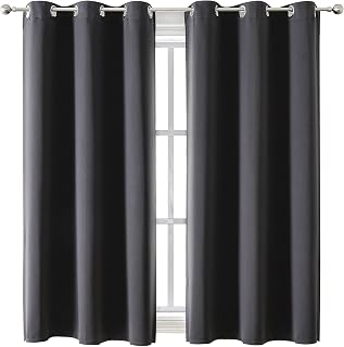 ChrisDowa Blackout Curtains for Bedroom and Living Room 63 Inches Long | 2 Panels Set, Thermal Insulated, Light Blocking, Room Darkening, Grommet, Window Drapes, Dark Grey, 42 x 63 Inch