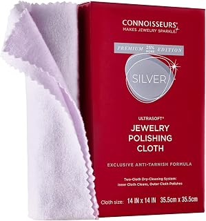 CONNOISSEURS - Extra Large Polishing Cloth - 14x14 Inches | Premium Edition - for Silver Jewelry - Ultrasoft Fabric with Anti-Tarnish Formula