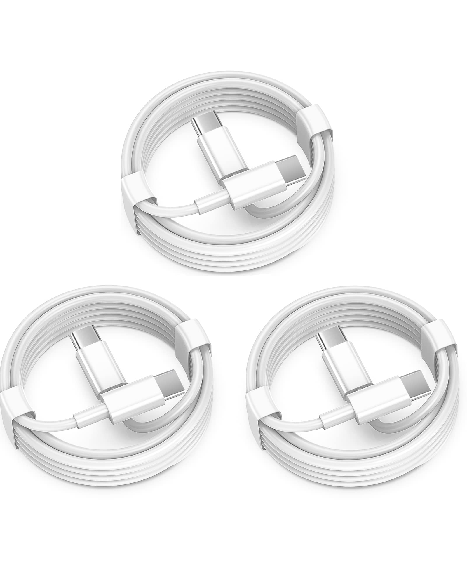 USB C to USB C Cable, USBC Cable for Apple, Fast Charging, 3-Pack 6FT White | Fo
