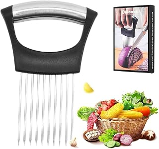 2025 New Multifunctional Onion Slicer Chopper Vegetable Cutter, Stainless Steel Onion Slice Holder, for Avocado, Lemon, Potato, Tomato, Carrots and Other Vegetables (1)